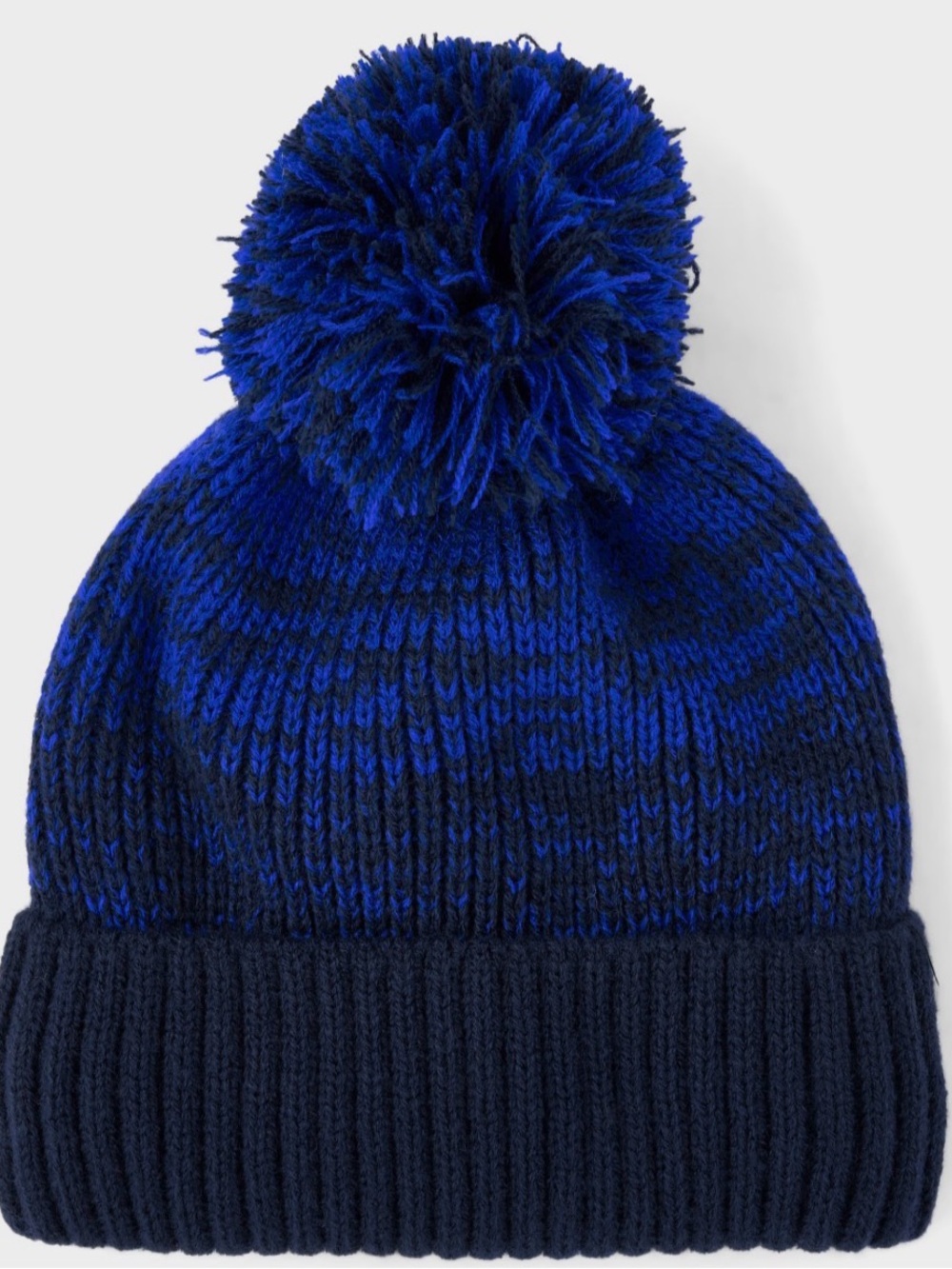 NWT: Kids Boys Ombré Blue Pom-Pom Knit Beanie Hat; Sz: 2T- 5T